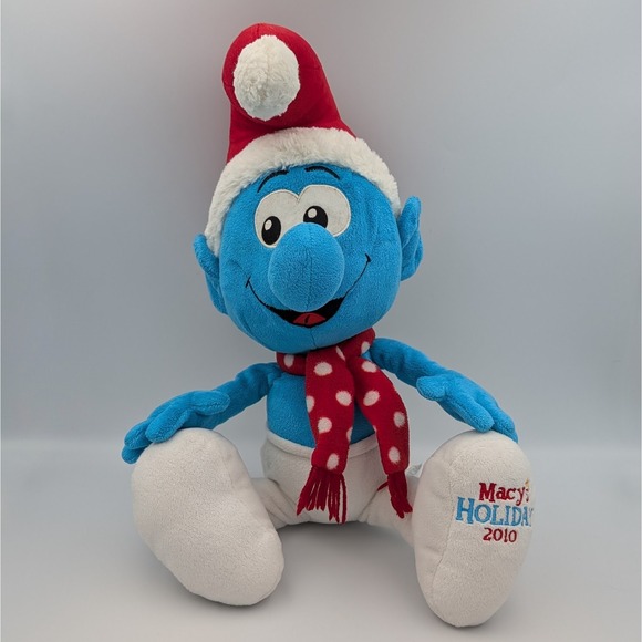 The Smurfs Other - Smurfs Macy's Holiday 2010 Plush Stuffed Animal Santa Hat Red Scarf 22"